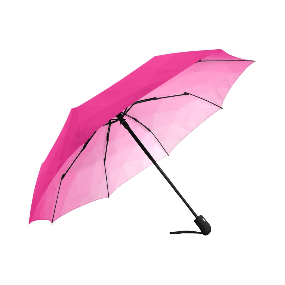 Hot pink gradient geometric mesh pattern Auto-Foldable Umbrella (Model U04)