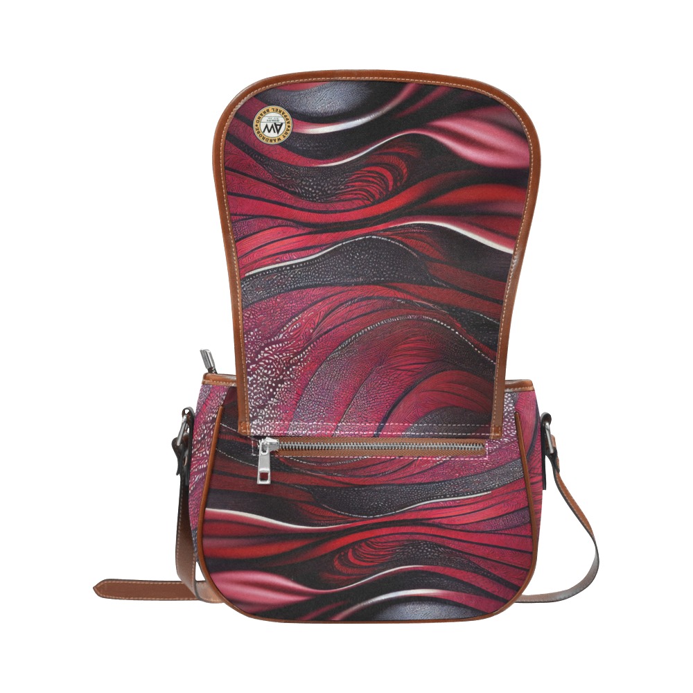 red and black curved stripes #1 Saddle Bag/Large (Model 1649)