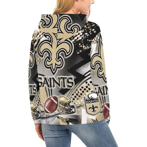 Custom Saints Ladies Hoodie All Over Print Hoodie for Women (USA Size) (Model H13)