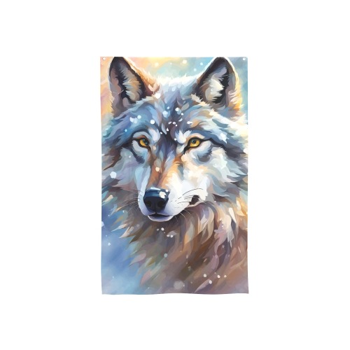 Cute gray wolf animal winter forest snow cool art House Flag 34.5"x56"