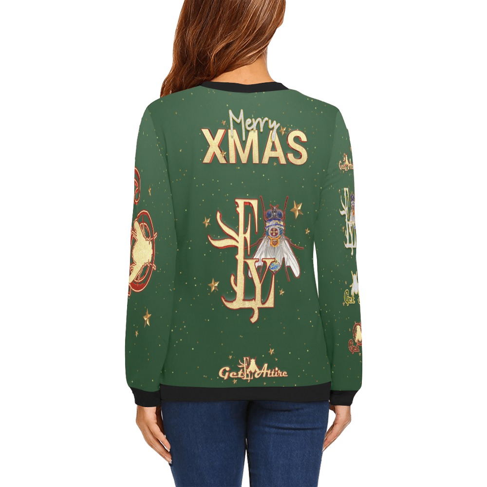 MERRY Xmas Collectable Fly All Over Print Crewneck Sweatshirt for Women (Model H18)
