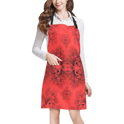 Autumn Reds in the Garden Frost Fractal All Over Print Apron