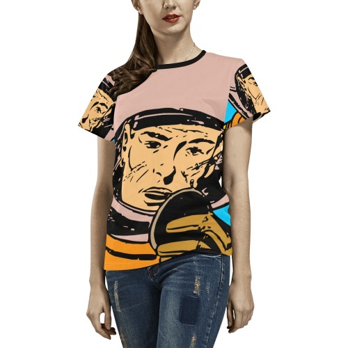 astronaut All Over Print T-Shirt for Women (USA Size) (Model T40)
