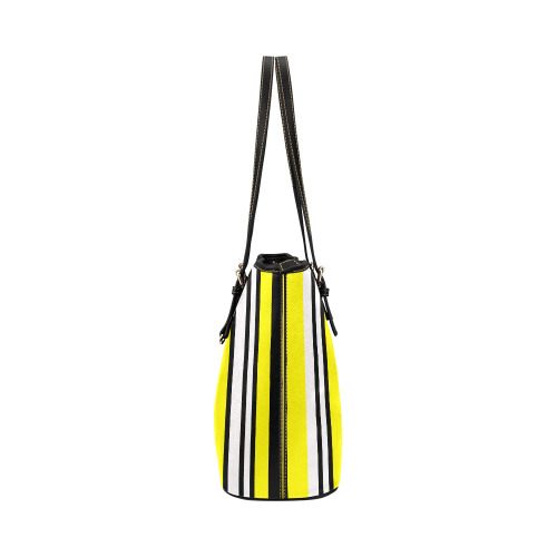 by stripes Leather Tote Bag/Small (Model 1651)