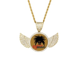 bravo Wings Gold Photo Pendant with Rope Chain