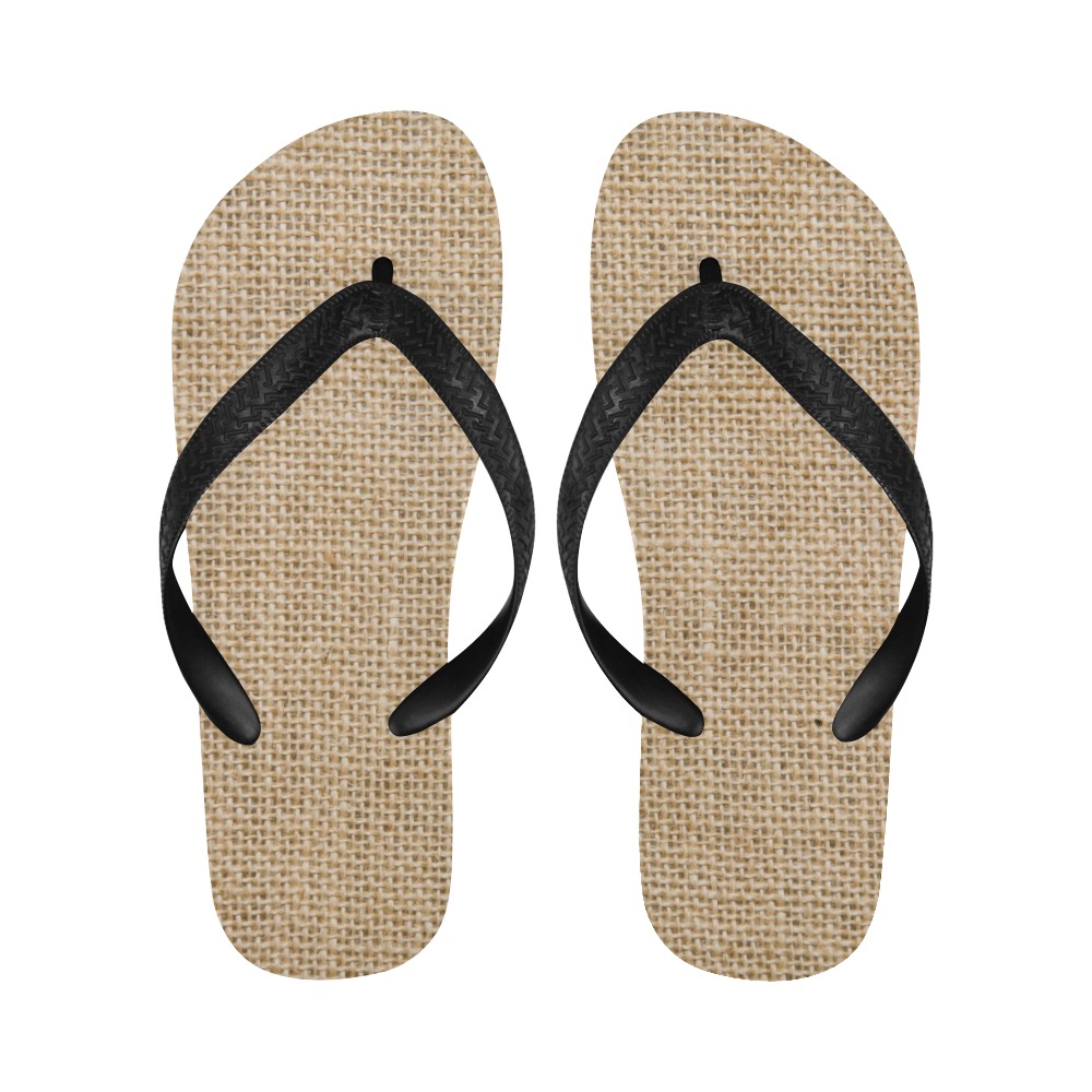 Burlap Fabric Flip Flops for Men/Women (Model 040)