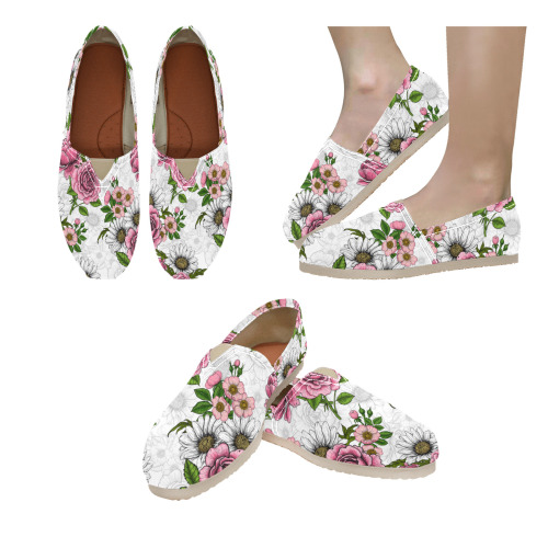 Roses and daisies Women's Classic Canvas Slip-On (Model 1206)