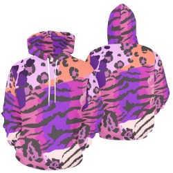 Animal Print Camo Purple All Over Print Hoodie for Men (USA Size) (Model H13)