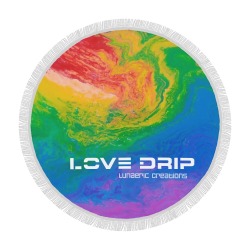 Love Drip Beach Blanket #2 Circular Beach Shawl 59"x 59"