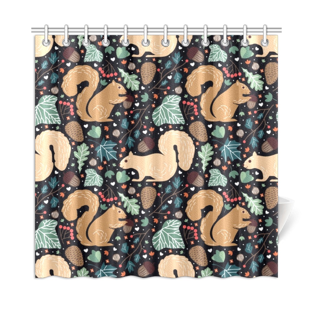 Adorable Squirrels Shower Curtain 72"x72"