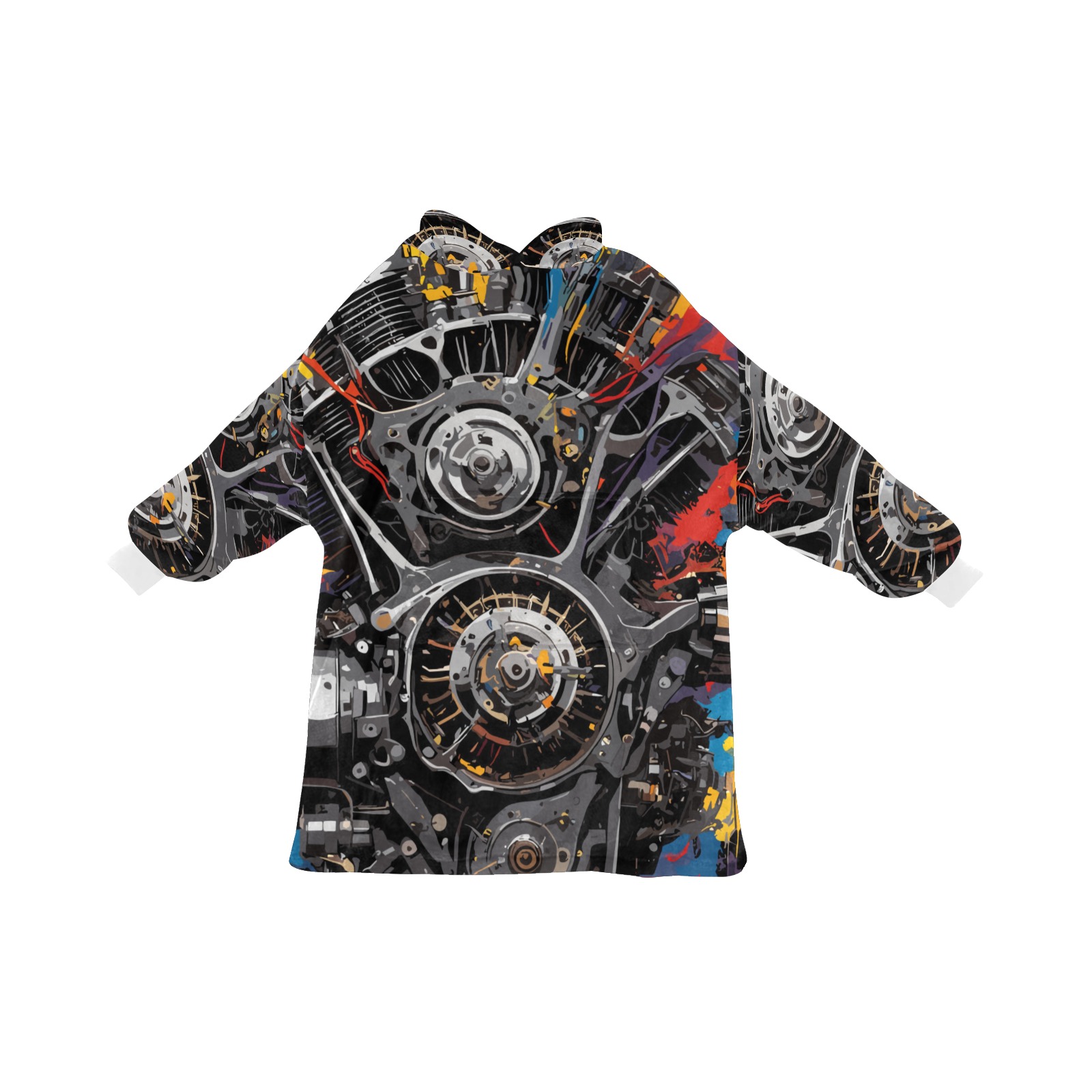 Fantasy Mechanical Engine Colorful Abstract Art Blanket Hoodie for Men