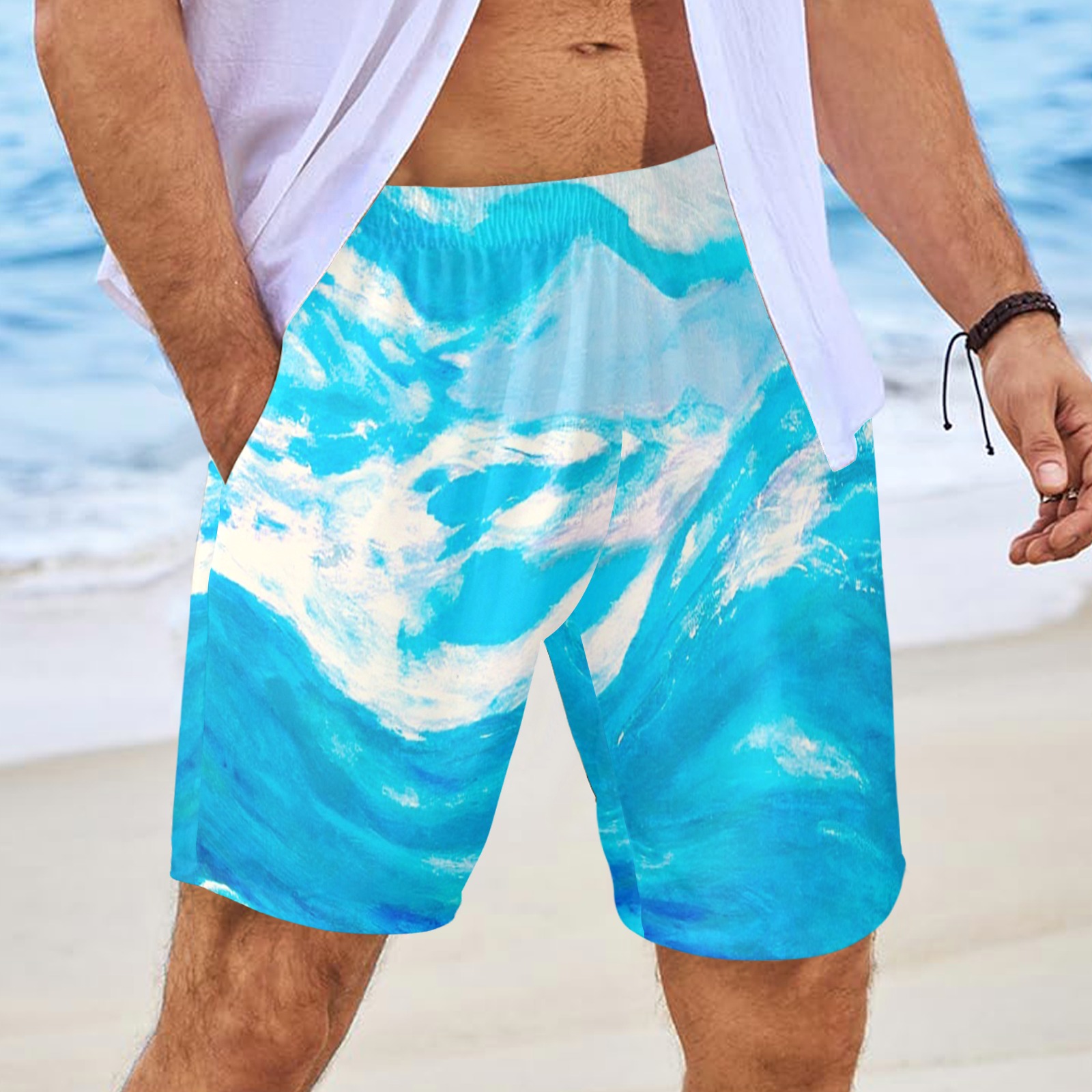 El Mar Collection Men's All Over Print Elastic Beach Shorts (Model L20-2)
