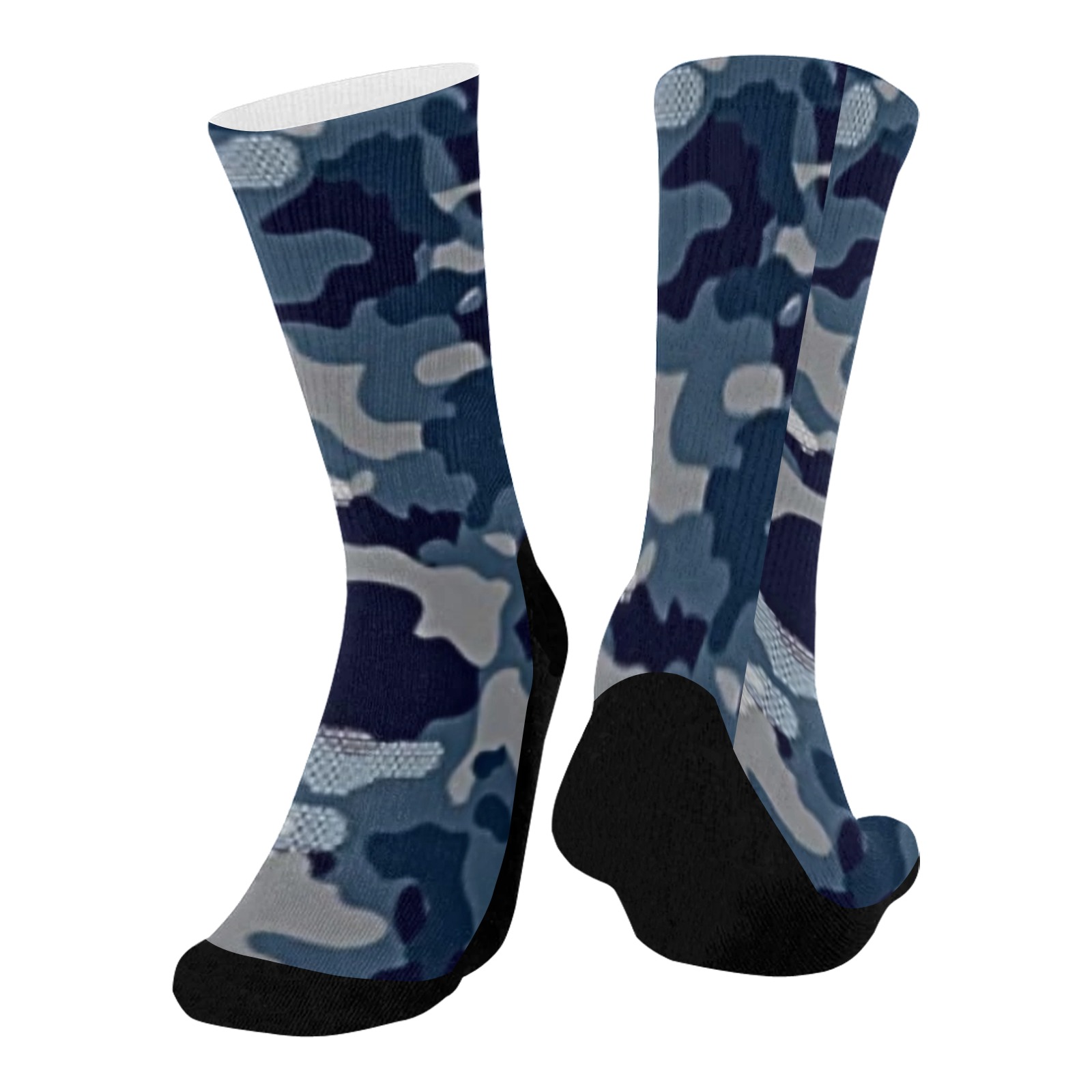 Navy Camo Mid-Calf Socks (Black Sole)