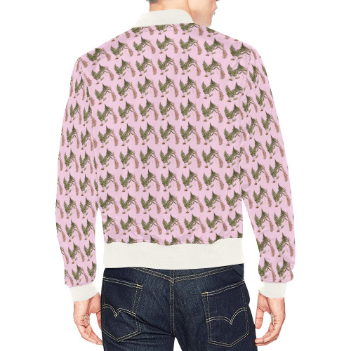 fern pattern 2 pink All Over Print Bomber Jacket for Men (Model H19)