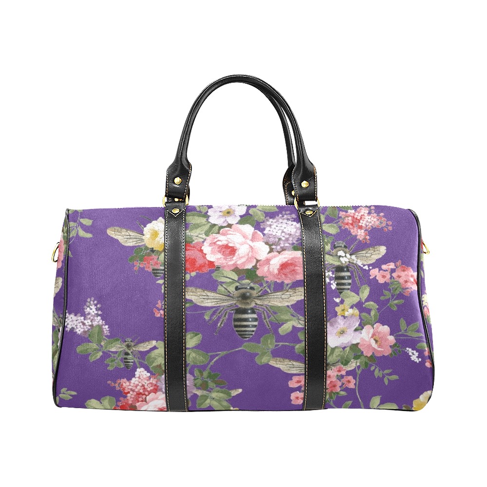 Purple Flowers and Bees New Waterproof Travel Bag/Large (Model 1639)