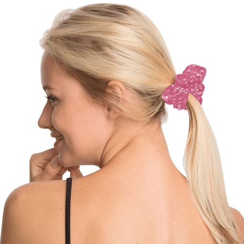 Magenta light pink red faux sparkles glitter All Over Print Hair Scrunchie
