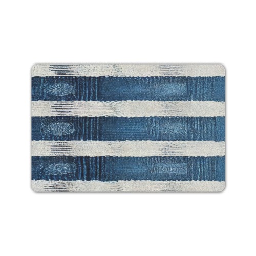 blue and white striped pattern Doormat 24"x16" (Black Base)