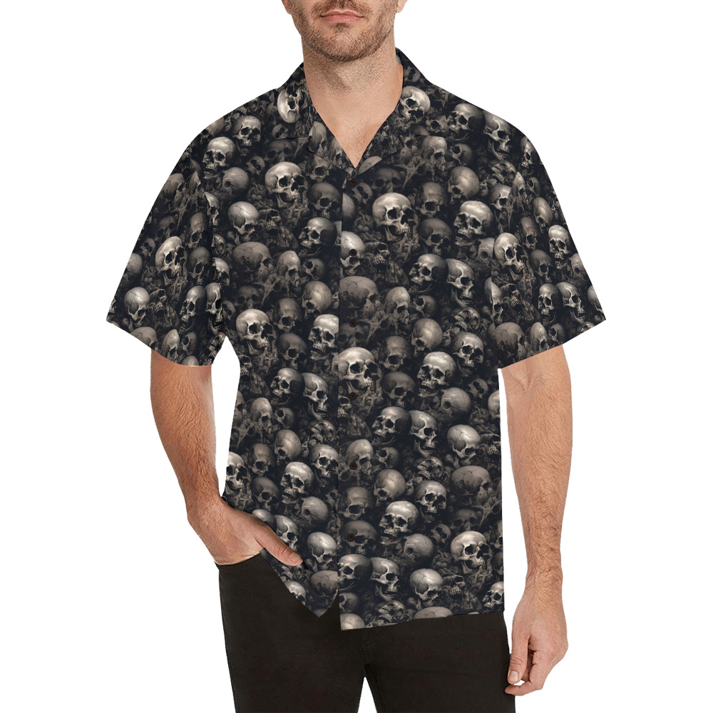 Skulls No Tuck Men's Shirt Hawaiian Shirt (Model T58)