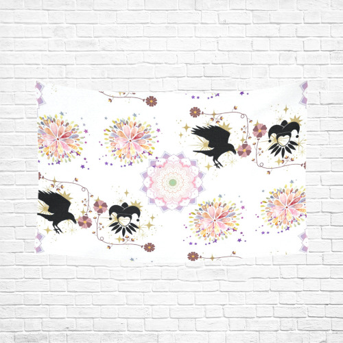 Harlequin and Crow Magic Square Fantasy Art Cotton Linen Wall Tapestry 90"x 60"