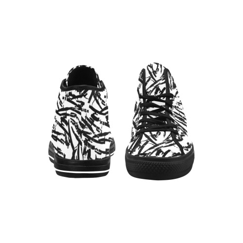 Brush Stroke Black and White Vancouver H Women's Canvas Shoes (1013-1)