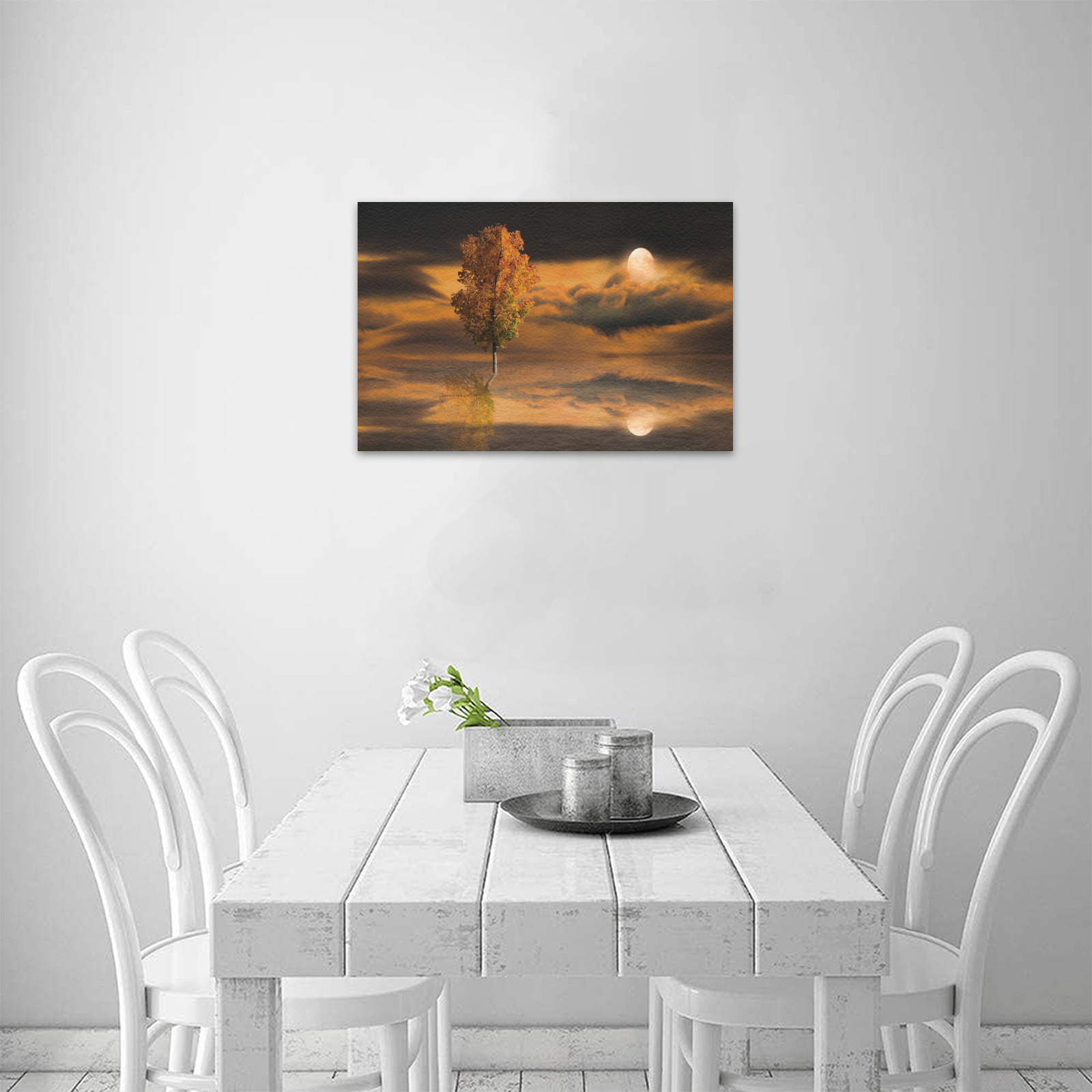 Tree in the clouds Frame Canvas Print 18"x12"