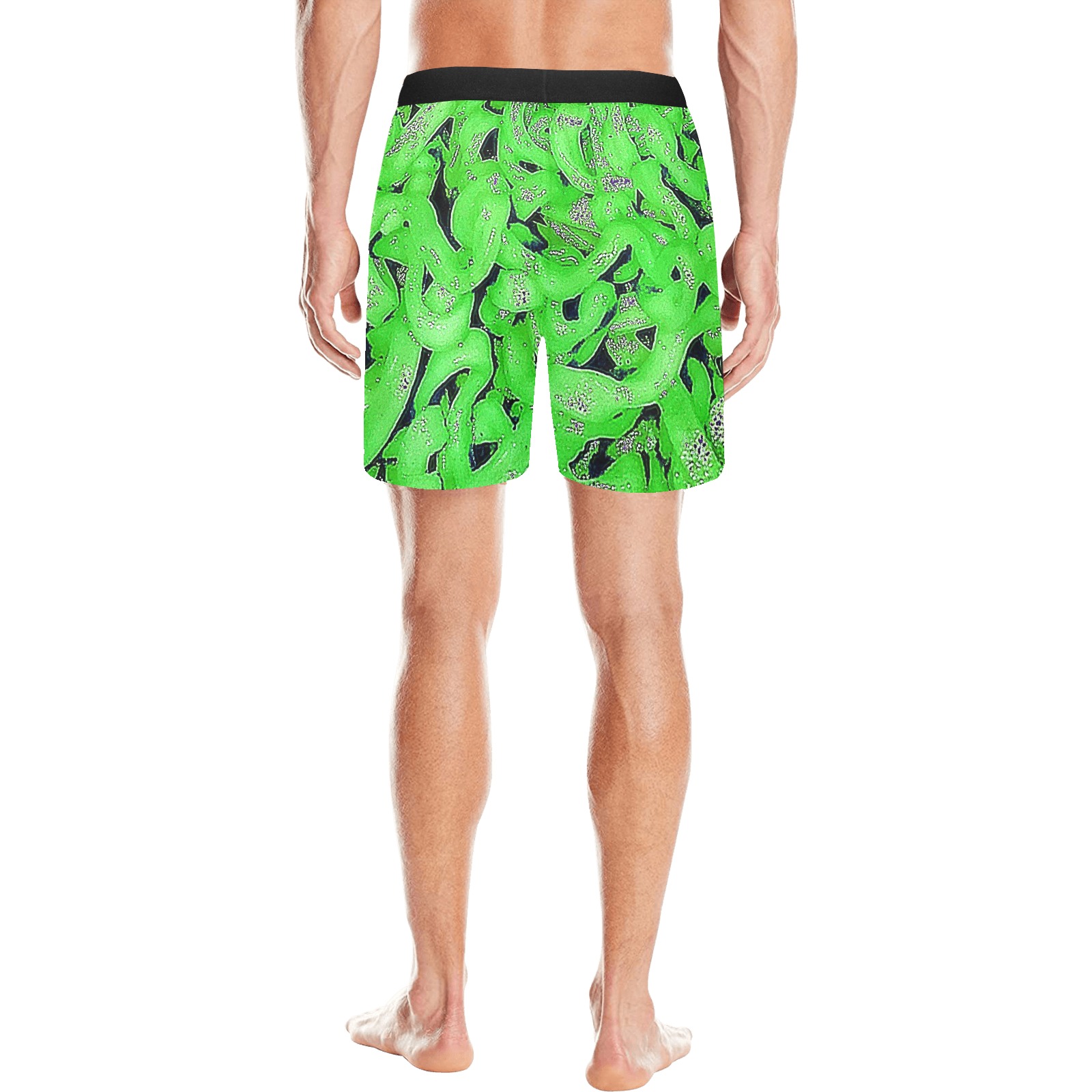 Green Ramen Men's Mid-Length Pajama Shorts (Model L46)