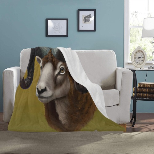 Dorset Horn Ram Ultra-Soft Micro Fleece Blanket 40"x50"