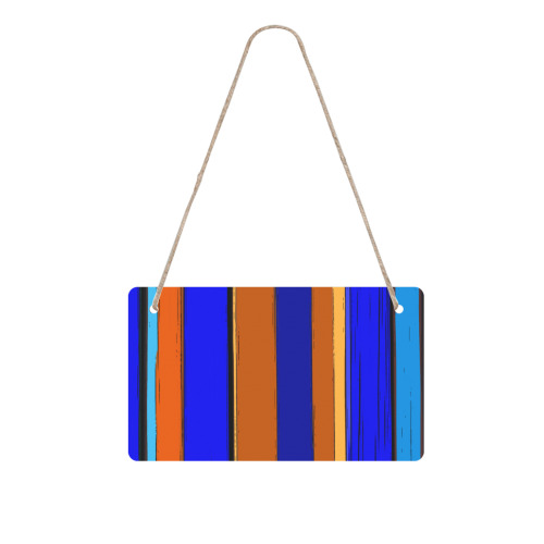 Abstract Blue And Orange 930 Rectangle Wood Door Hanging Sign