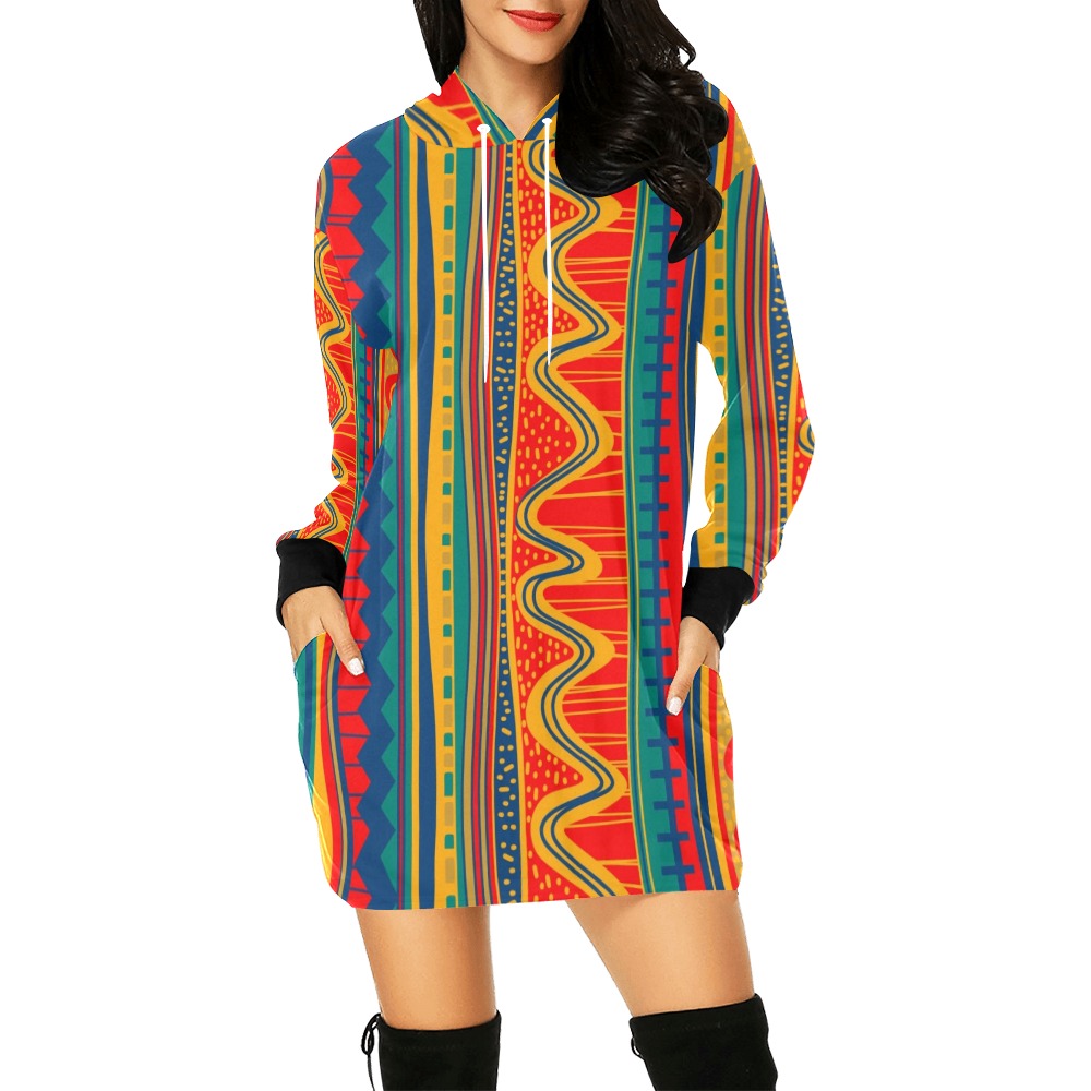 African 3 Hoodie Dress All Over Print Hoodie Mini Dress (Model H27)