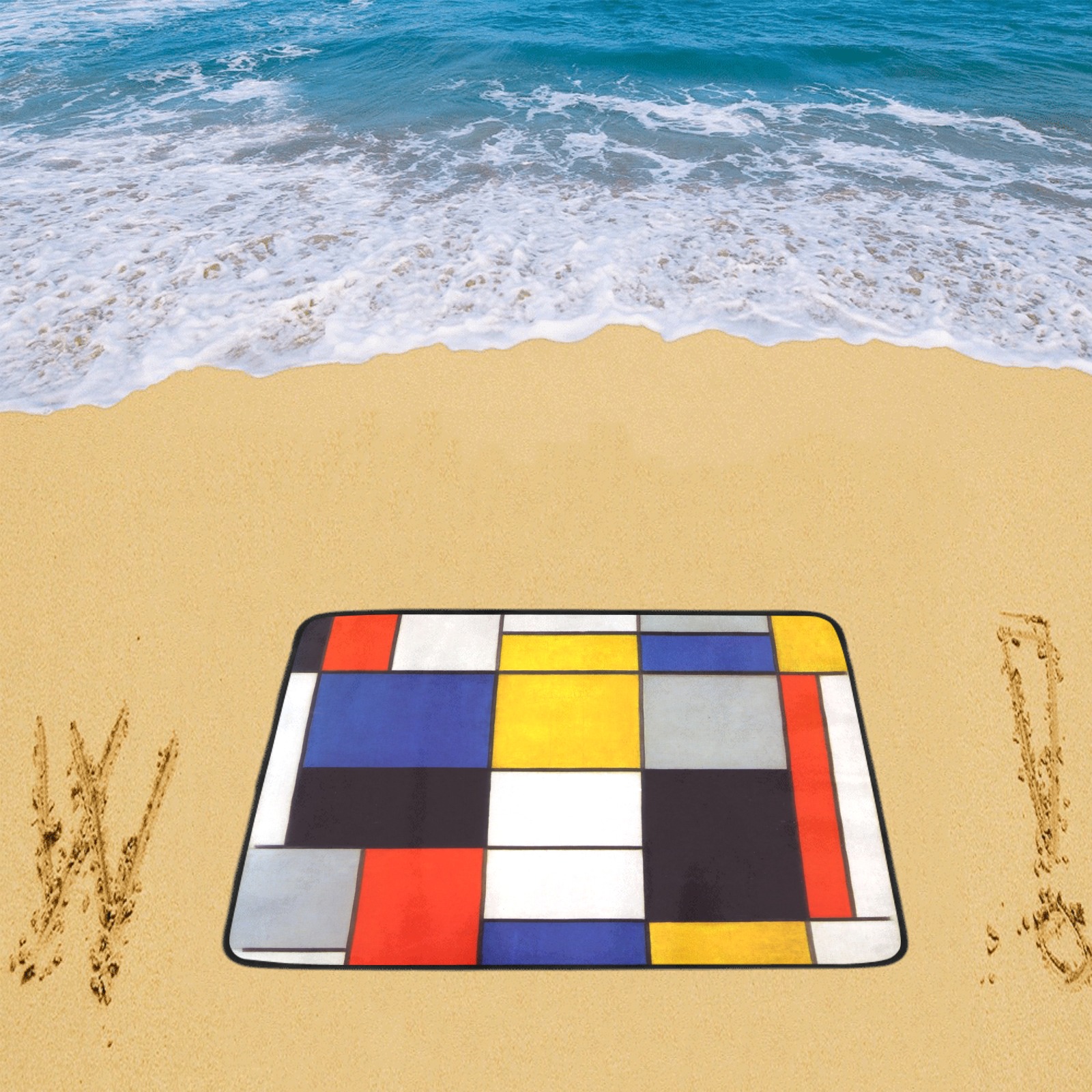 Composition A by Piet Mondrian Beach Mat 78"x 60"