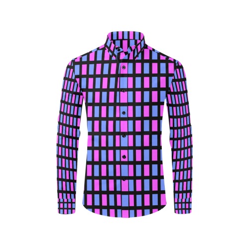 pink and blue Men's All Over Print Casual Dress Shirt (Model T61)