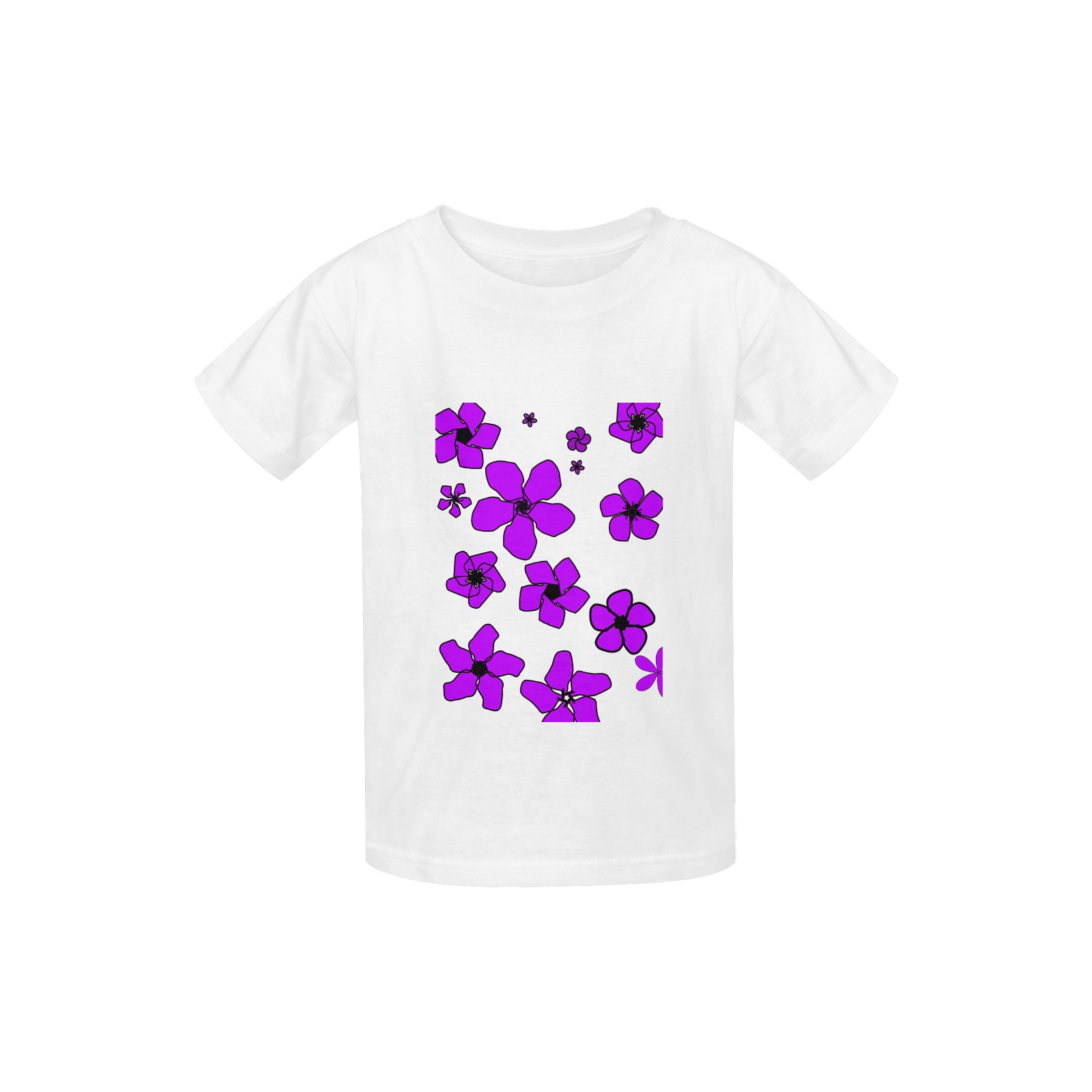 JCAC-Purple Flowers - 2 sided - white Kid's  Classic T-shirt (Model T22)