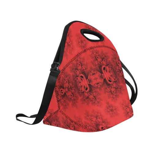 Autumn Reds in the Garden Frost Fractal Neoprene Lunch Bag/Large (Model 1669)