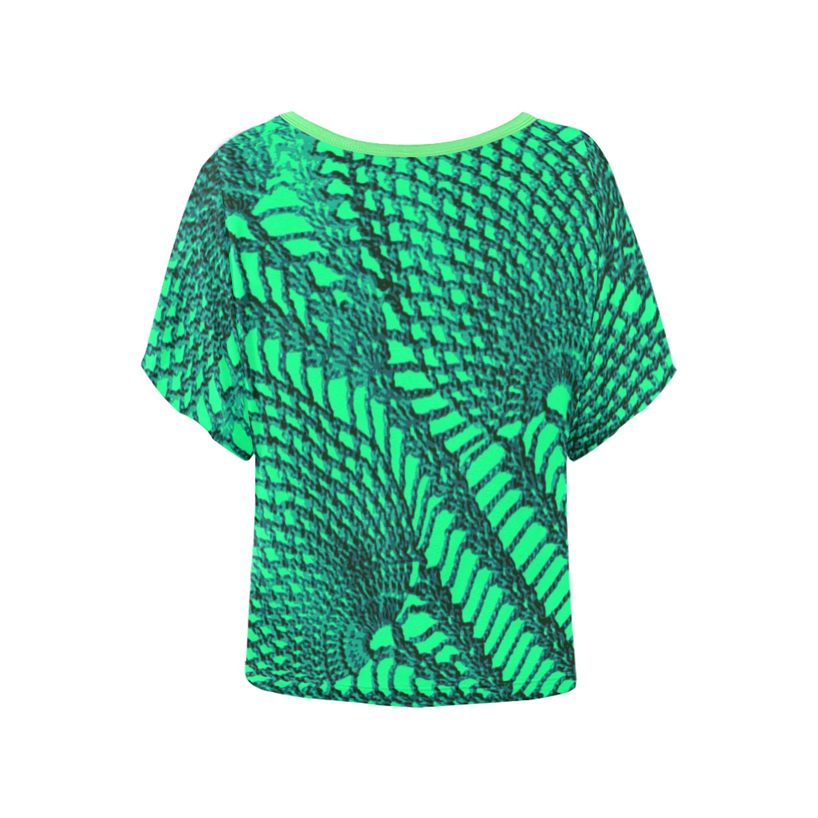 Top Fashion short sleeves crochet print for Her Women's Batwing-Sleeved Blouse T shirt (Model T44)