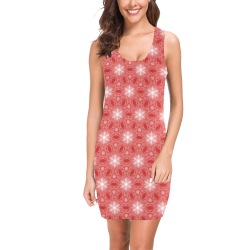 Ô Fractal Snowflake Pattern on Red Medea Vest Dress (Model D06)