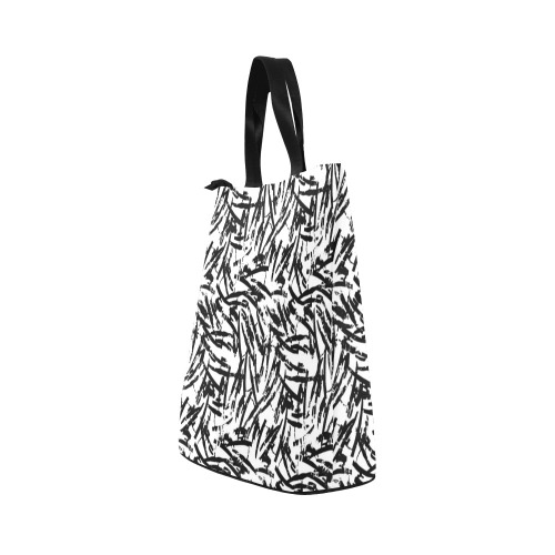 Brush Stroke Black and White Nylon Lunch Tote Bag (Model 1670)