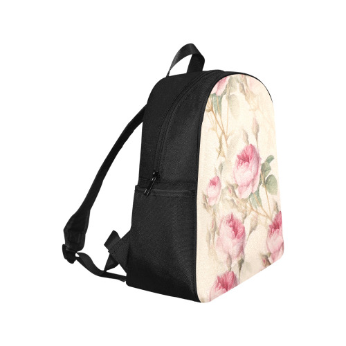 Vintage Pink Rose Garden Pattern Multi-Pocket Fabric Backpack (Model 1684)
