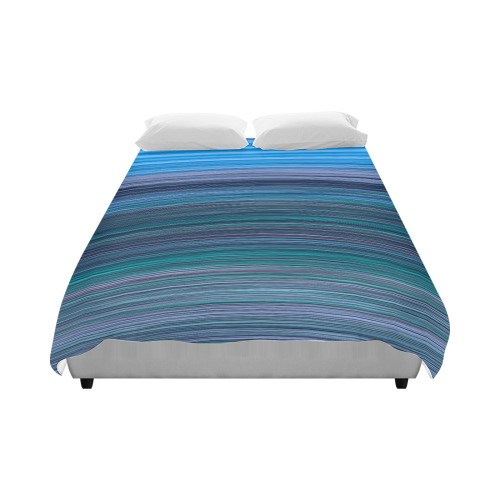 Abstract Blue Horizontal Stripes Duvet Cover 86"x70" ( All-over-print)