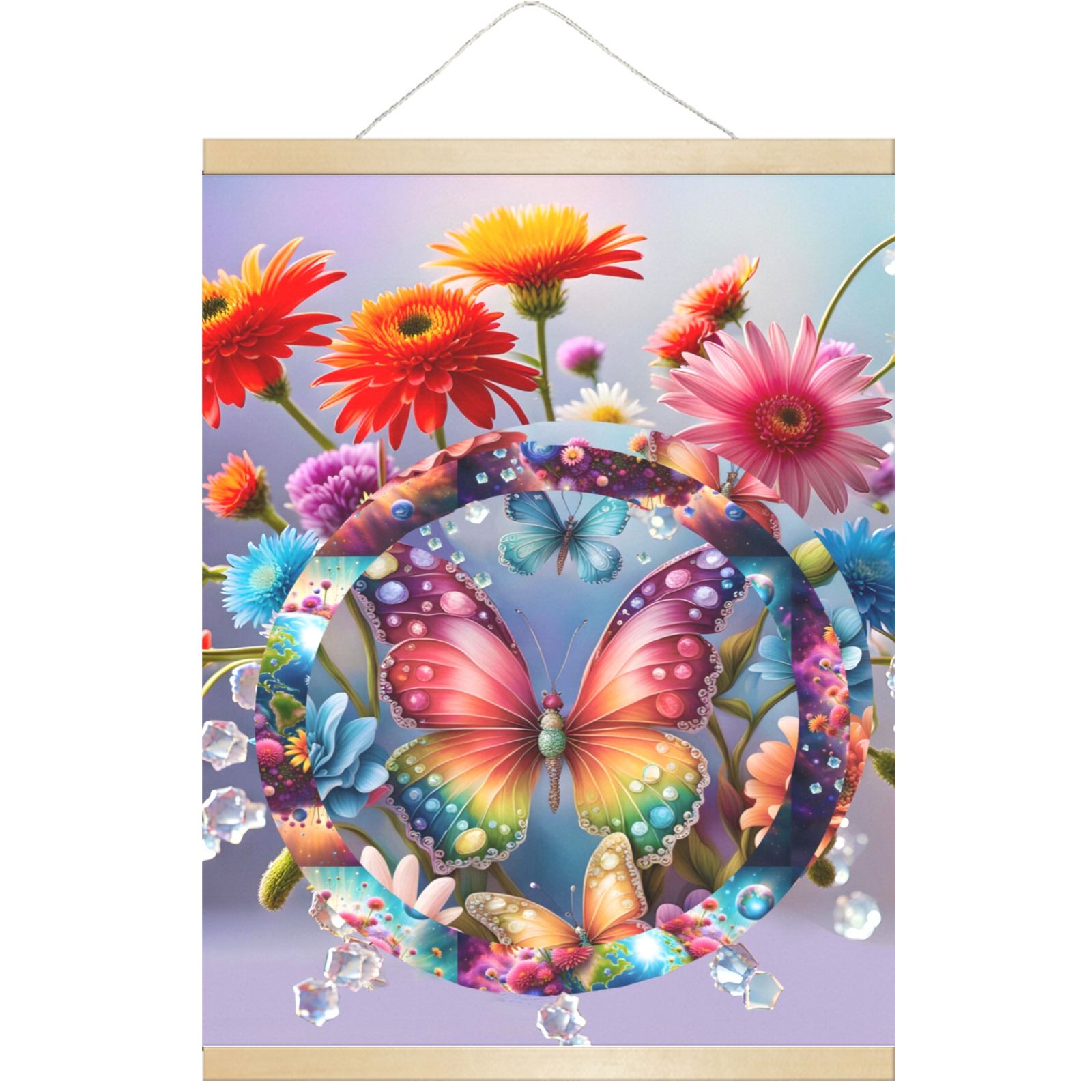 Flower Butterfly Hanging Poster 18"x24"