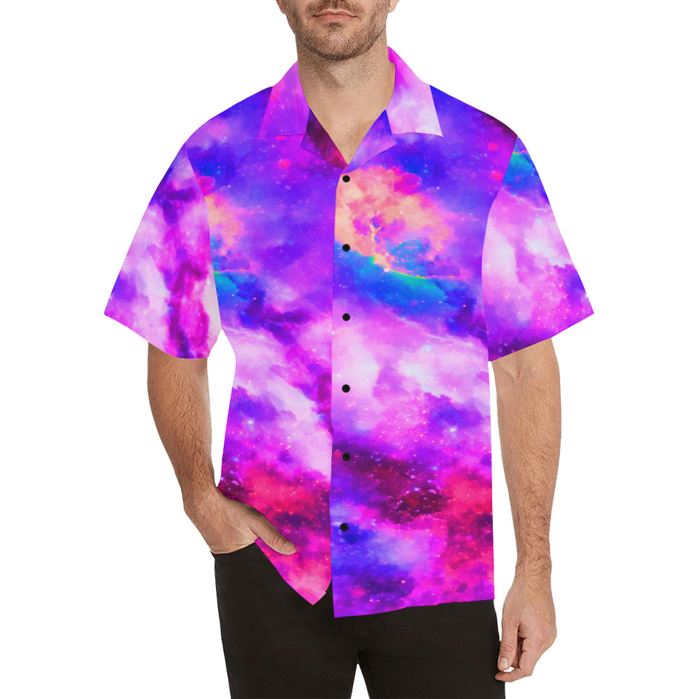 Watercolor Universe Galaxy Space Painting Hawaiian Shirt (Model T58)