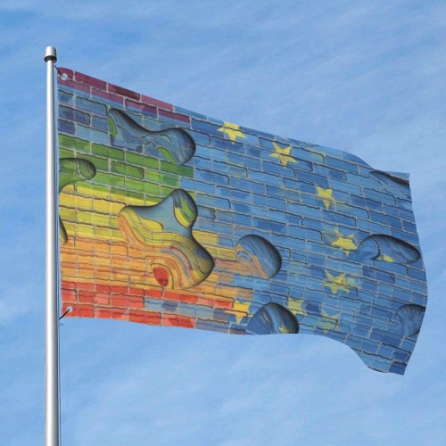 Euro Pride Flag Pop Art by Nico Bielow Custom Flag 6x4 Ft (72"x48") (One Side)