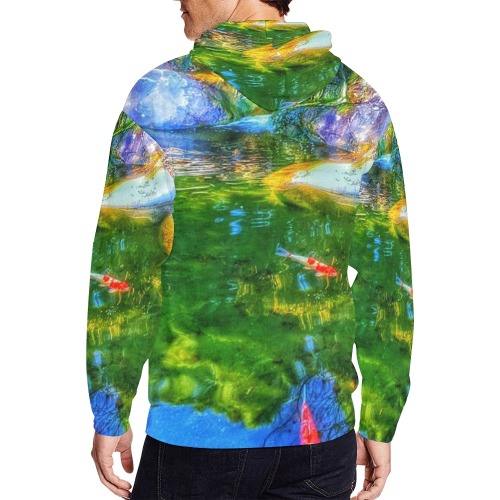 Glowing Reflecting Pond All Over Print Full Zip Hoodie for Men (Model H14)