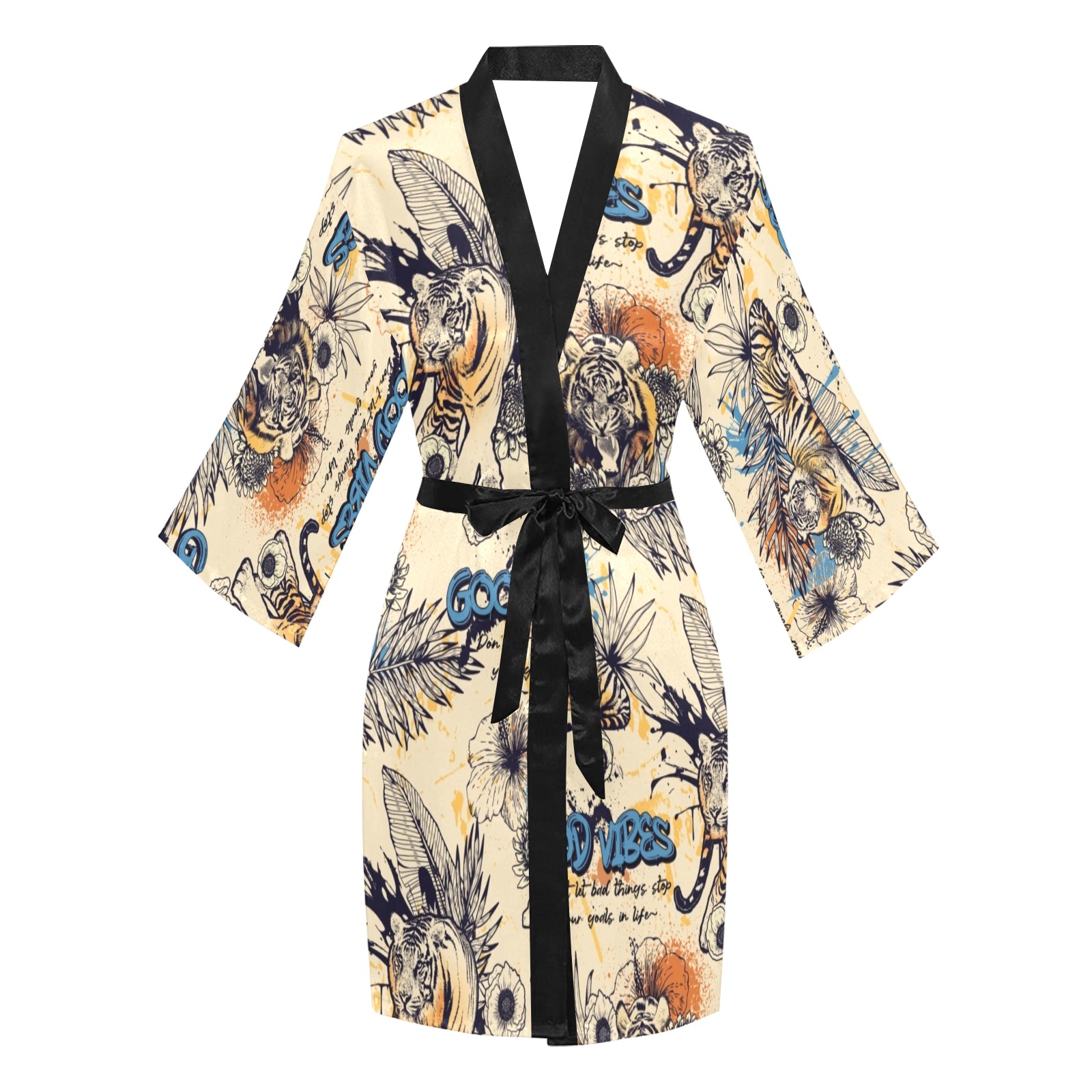 tiger 001 Long Sleeve Kimono Robe