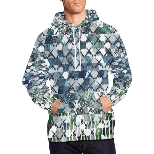Teal abstract w/guns print All Over Print Hoodie for Men (USA Size) (Model H13)