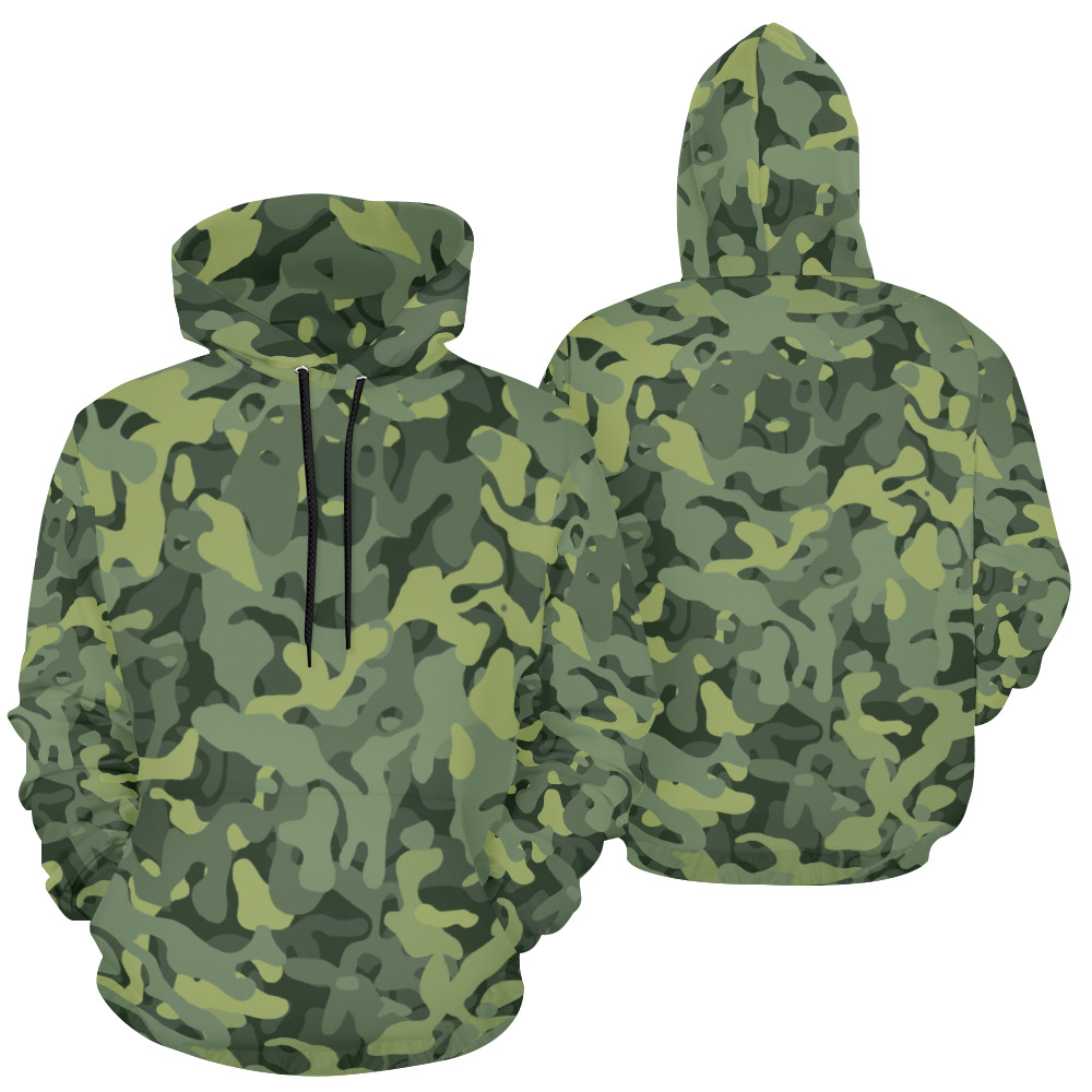Basic Swamp Military Modern Camouflage All Over Print Hoodie for Women (USA Size) (Model H13)