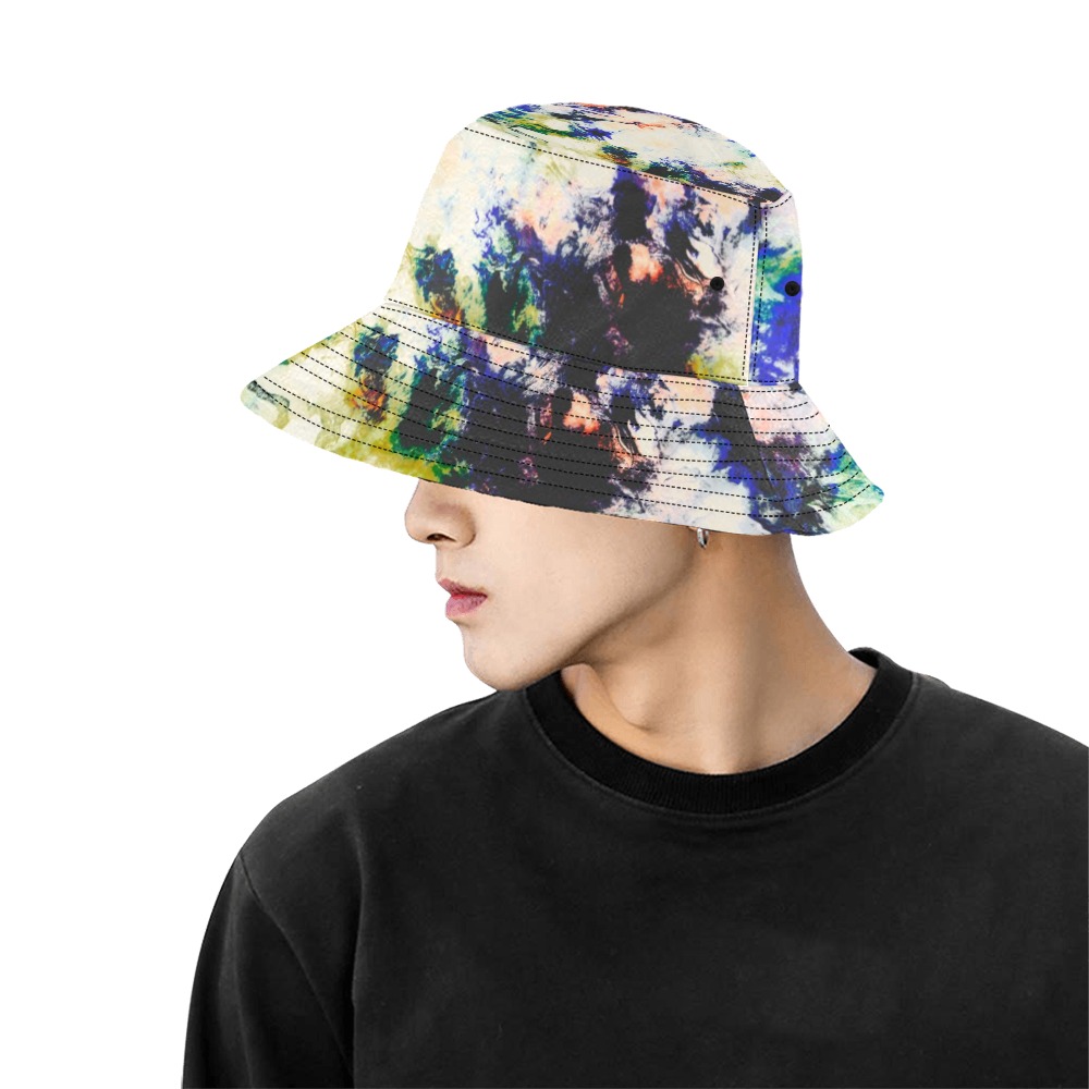 Modern watercolor colorful marbling All Over Print Bucket Hat for Men