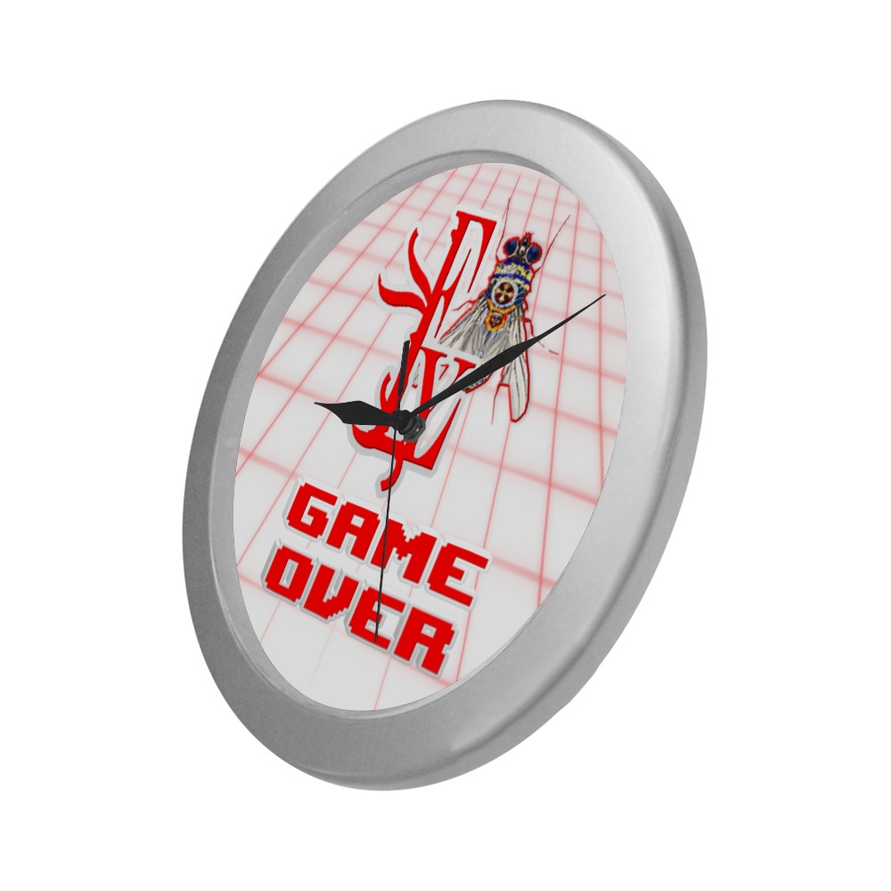 Game Over Collectable Fly Silver Color Wall Clock