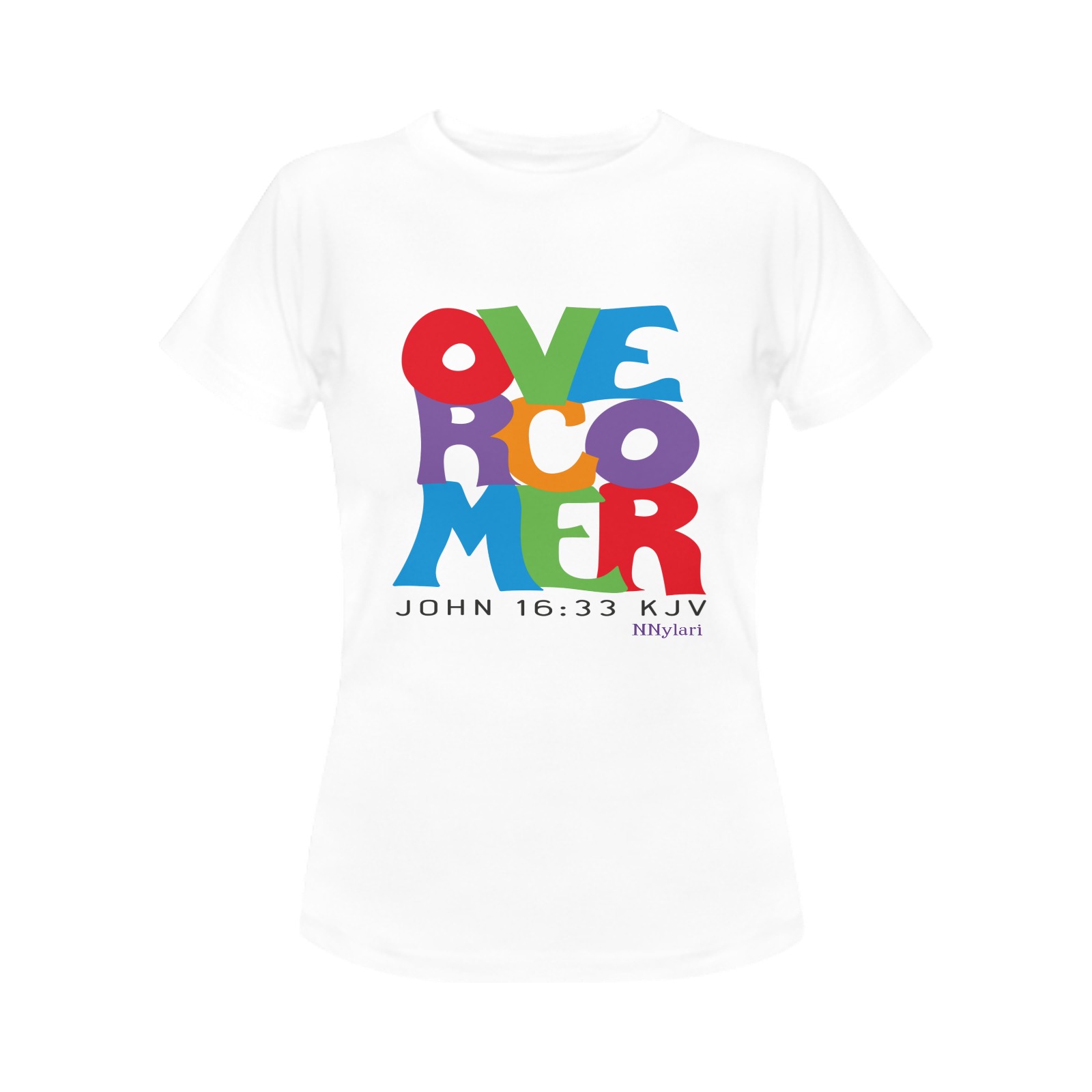 Overcomer (Wh text) T-Shirt White Sara Women Women's T-Shirt in USA Size (Front Printing Only)