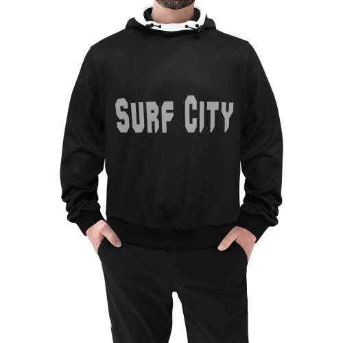 SURF CITY High Neck Pullover Hoodie for Men (Model H24)