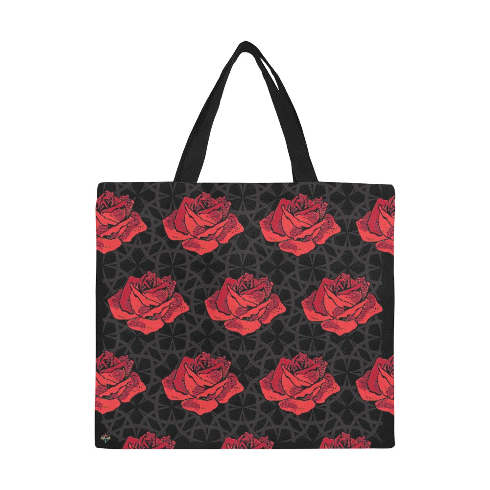 Spanish Rose - red and black All Over Print Canvas Tote Bag/Large (Model 1699)